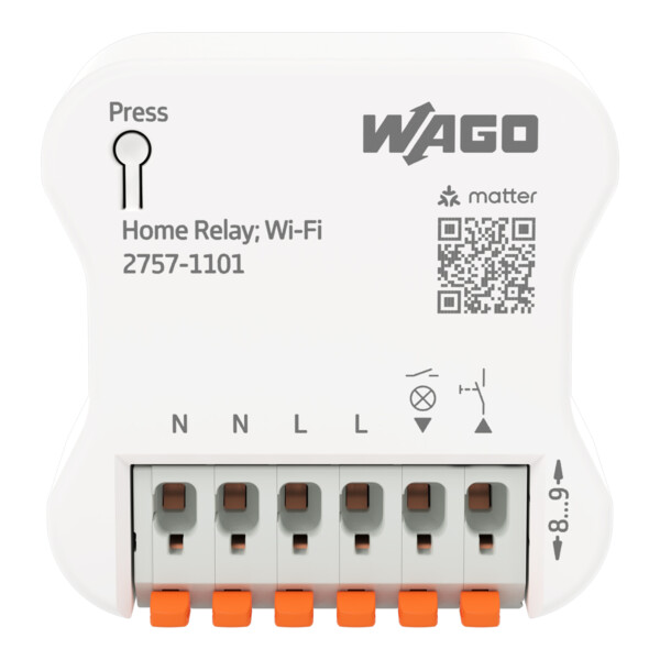 Relais ON/OFF 1E/1S, 16 A, alim 200–240 V, WiFi/Matter. - Wago - 27571101