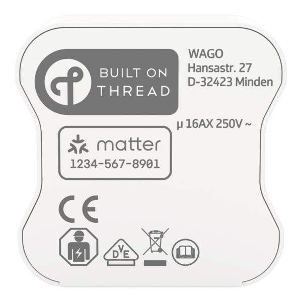 Relais ON/OFF 1E/1S, 16 A, alim 200–240 V, Thread/Matter. - Wago - 27571102