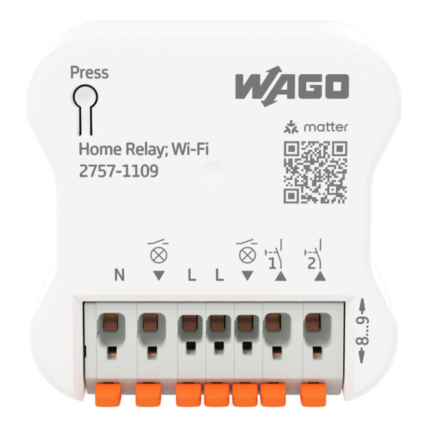 Relais ON/OFF 2E/2S, 6 A, alim 200–240 V, WiFi/Matter. - Wago - 27571109