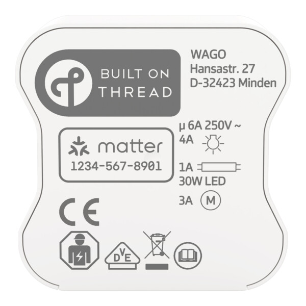 Relais ON/OFF 2E/2S, 6 A, alim 200–240 V, Thread/Matter. - Wago - 27571110