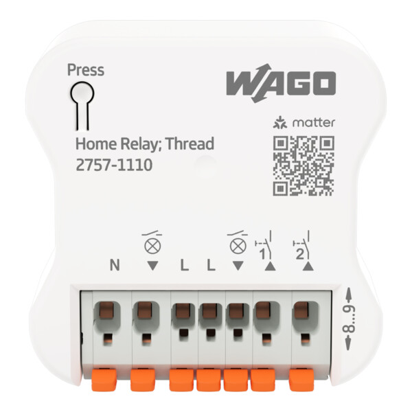 Relais ON/OFF 2E/2S, 6 A, alim 200–240 V, Thread/Matter. - Wago - 27571110