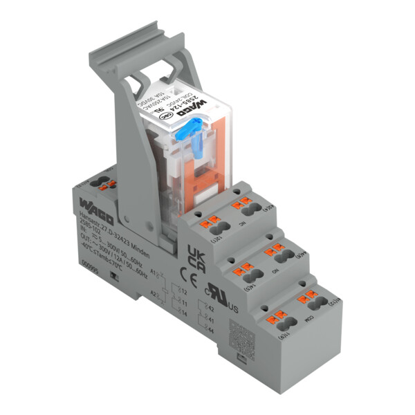 Embase avec relais 24 V DC - 2 RT, technologie Push-in avec bouton-poussoir - Wago - 2585324