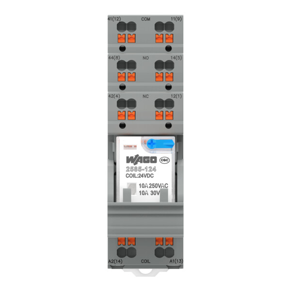Embase avec relais 48 V DC - 2 RT, technologie Push-in avec bouton-poussoir - Wago - 2585325