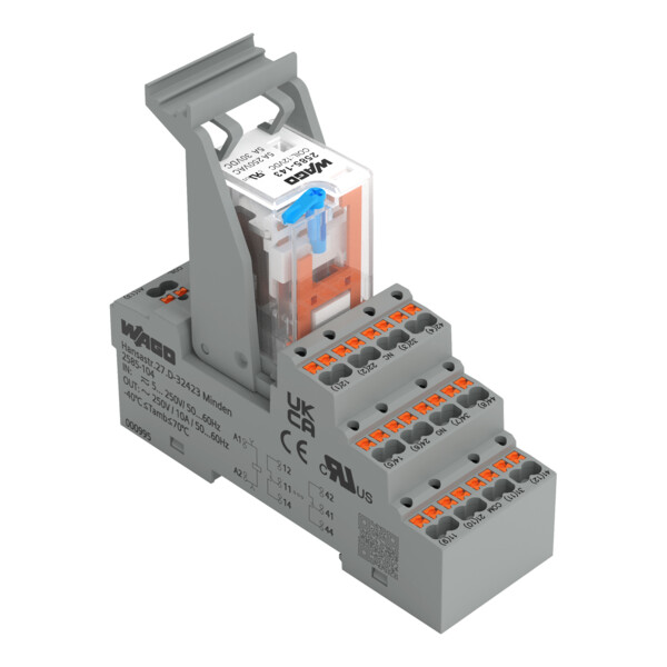 Embase avec relais 12 V DC - 4 RT, technologie Push-in avec bouton-poussoir - Wago - 2585343