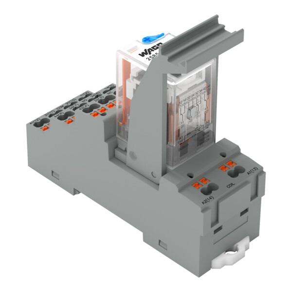 Embase avec relais 48 V DC - 4 RT, technologie Push-in avec bouton-poussoir - Wago - 2585345