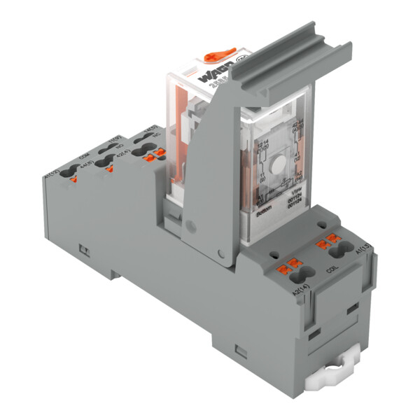 Embase avec relais 115 V AC - 2 RT, technologie Push-in avec bouton-poussoir - Wago - 2585527