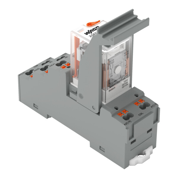 Embase avec relais 115 V AC - 2 RT, technologie Push-in avec bouton-poussoir - Wago - 2585527