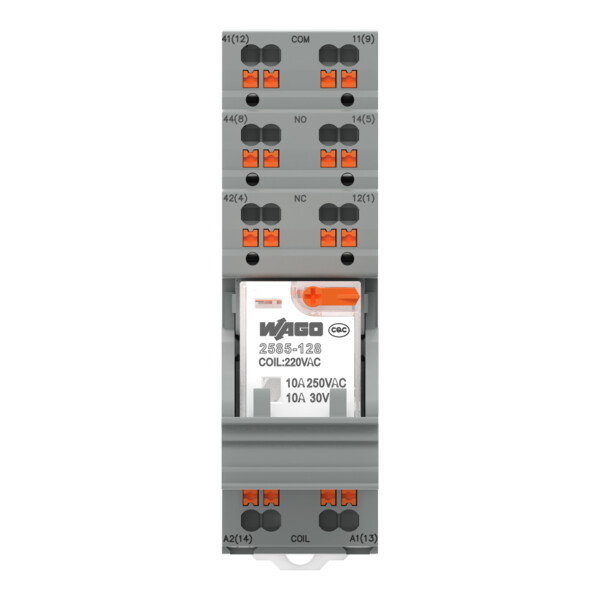 Embase avec relais 230 V AC - 2 RT, technologie Push-in avec bouton-poussoir - Wago - 2585528