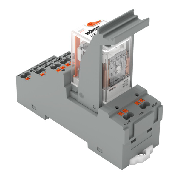 Embase avec relais 24 V AC - 4 RT, technologie Push-in avec bouton-poussoir - Wago - 2585544