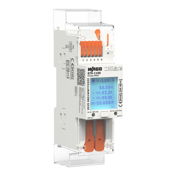 Compteur d'énergie monophasé MID mesure directe 65A, RS485 + MBUS + WiFi - Wago - 8791100