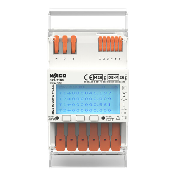 Compteur d'énergie triphasé MID mesure directe 65A U, RS485, M-Bus, TCP, Wifi - Wago - 8793100