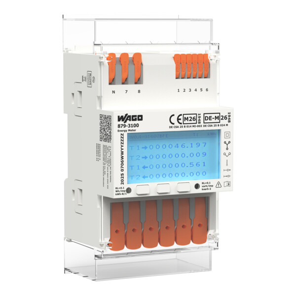 Compteur d'énergie triphasé MID mesure directe 65A U, RS485, M-Bus, TCP, Wifi - Wago - 8793100