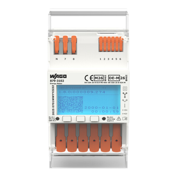 Compteur d'énergie triphasé MID directe 65A U, RS485, M-Bus, TCP, Wifi, OCMF - Wago - 8793102