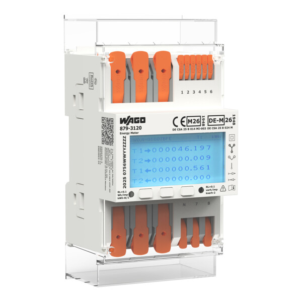 Compteur d'énergie triphasé MID mesure directe 65A S, RS485, M-Bus, TCP, Wifi - Wago - 8793120