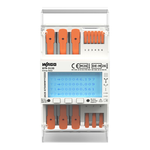Compteur d'énergie triphasé MID mesure directe 65A S, RS485, M-Bus, TCP, Wifi - Wago - 8793120