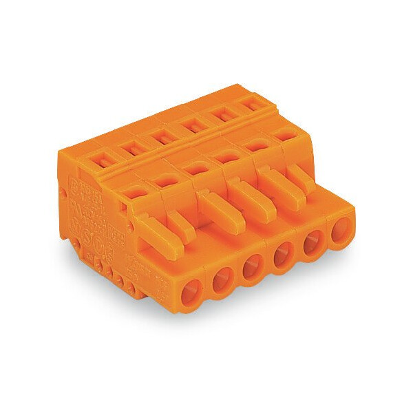 Connecteur femelle 3 pôles / pas 5,08 mm / plaque d'extrémité / orange - Wago - 231303/102000