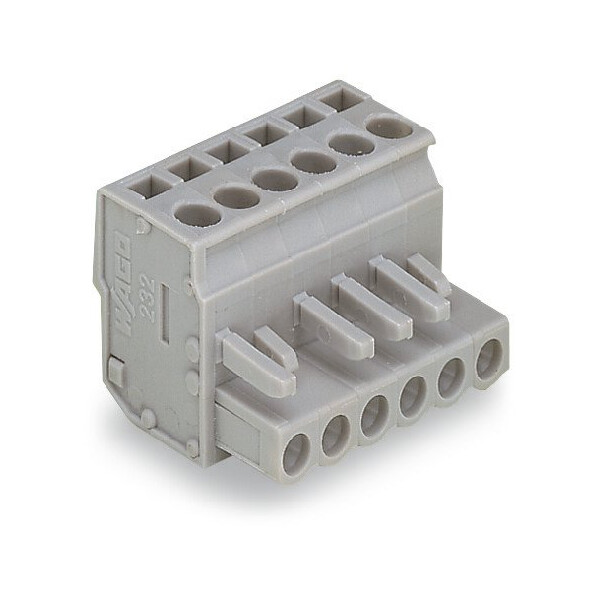 Connecteur femelle coudé 5 pôles / pas 5 mm / gris / sortie coté lisse - Wago - 232205/026000
