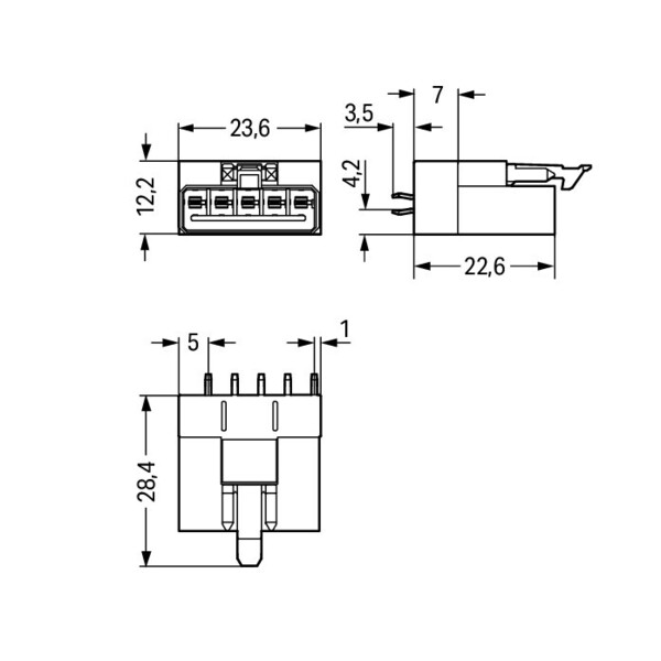 Connecteur pour circuits imprimés Droit 5 pôles, bleu - Wago - 8903115