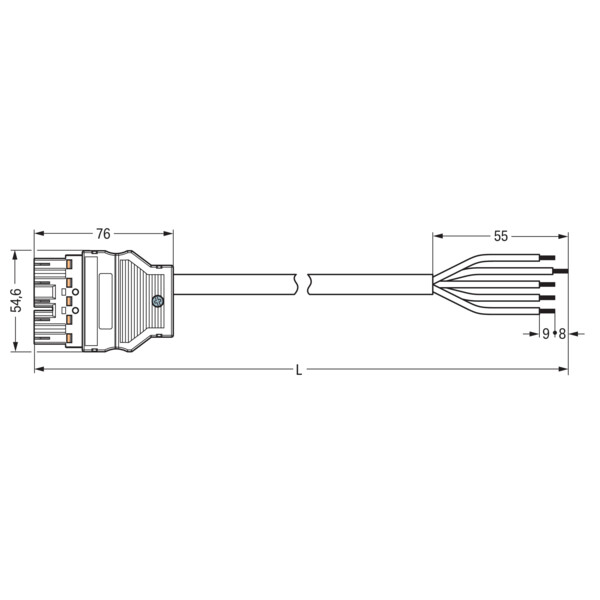 Câble précâblé Dca connecteur mâle/extrémité libre; gris foncé, 9m - Wago - 7719385/227903