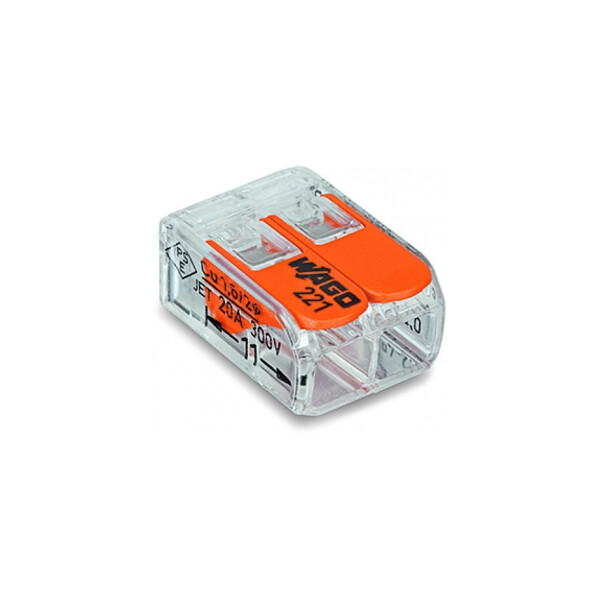 Wago Mini borne 4² d'installation universelle pour types de conducteurs, borne pour 2 conducteurs, avec leviers de manipulation - Wago - 221412