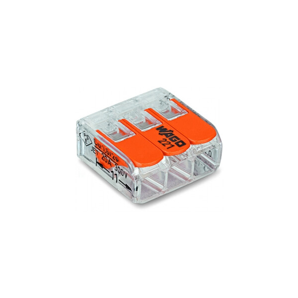 Wago Mini borne 4² d'installation universelle pour types de conducteurs, borne pour 3 conducteurs, avec leviers de manipulation - Wago - 221413