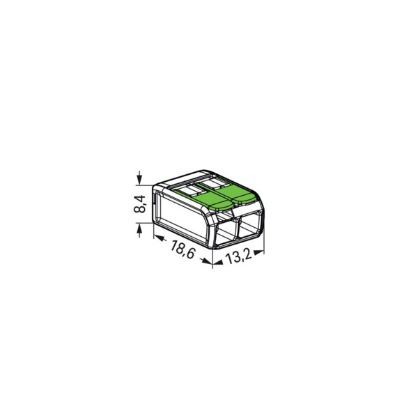 Borne de raccordement Wago 221 Green 2x4mm² à leviers - Wago - 221422