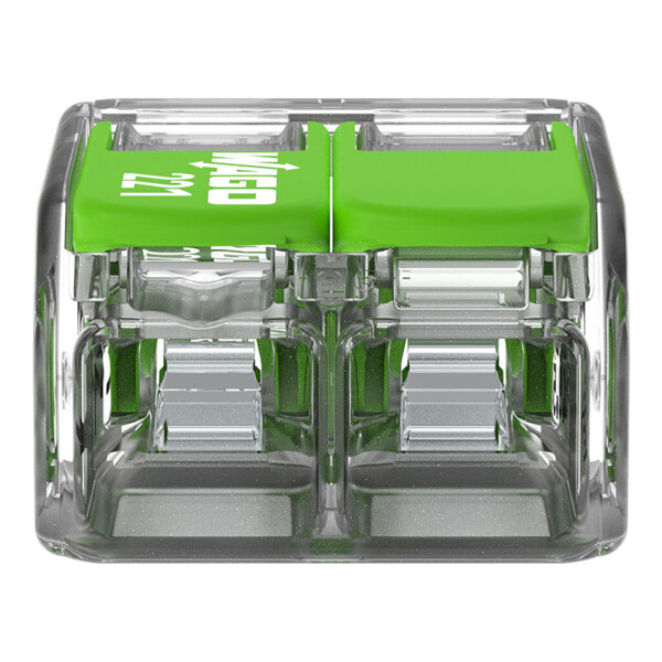 Borne de raccordement Wago 221 Green 2x4mm² à leviers - Wago - 221422