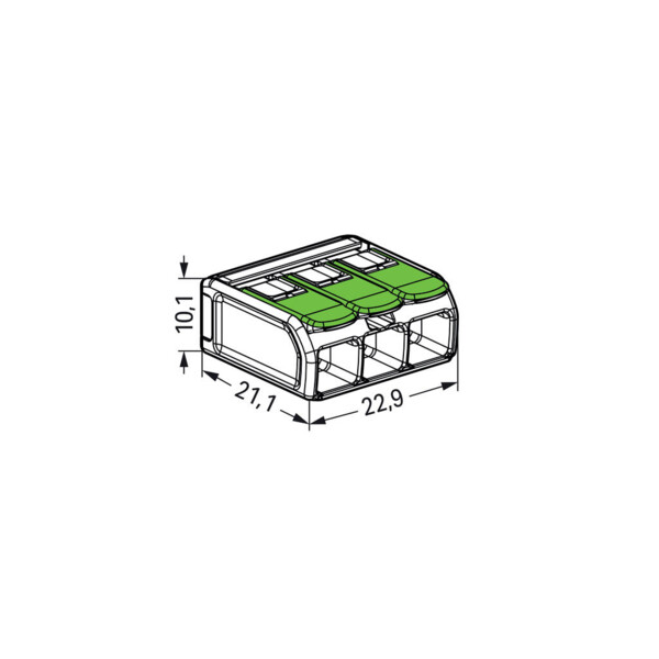 Borne de raccordement Wago 221 Green 2x6mm² à leviers (blister de 8 bornes) - Wago - 221623/995008