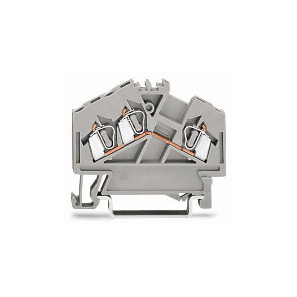 Bornier Traversant Wago - 3 Conducteurs - 2,5mm² - Marquage central - Rail DN-35 - Polyamide - Gris - Wago - 280641
