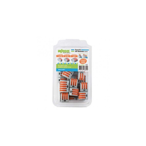 Bornes de connexion automatique Blibox 30 Bornes S222 - Wago - 268294