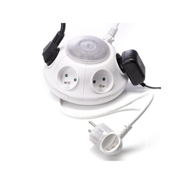 Multiprise 6 ports parafoudre twister - Watt&co - MP-TWISTER-B