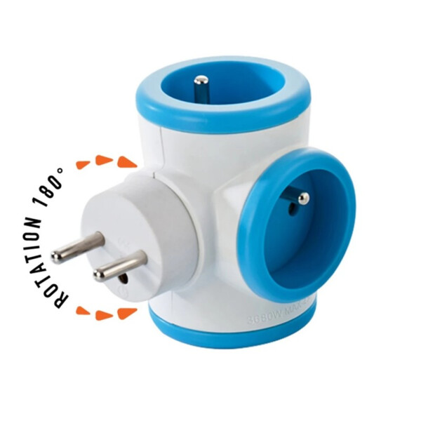 Triplite 3x16a rotative 180° bleue - Watt&co - MPF3C-BL-CT