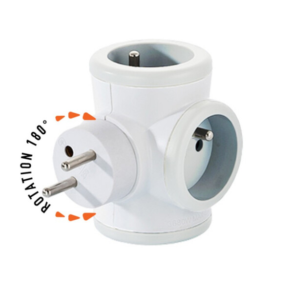 Triplite 3x16a rotative 180° blanc - Watt&co - MPF3C-BLC-CT