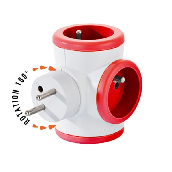 Triplite 3x16a rotative 180° rouge - Watt&co - MPF3C-ROU-CT