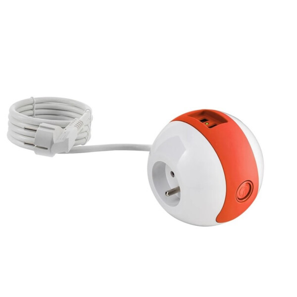 Multiprise multimédia 2x16a + 1x6a + usb 2,1a blanc/rouge - Watt&co - MPWATTBL-ROU-CT