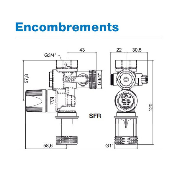 Groupe de sécurité chauffe-eau 20x27 sfr® 3/4” - Watts industries - 2252550