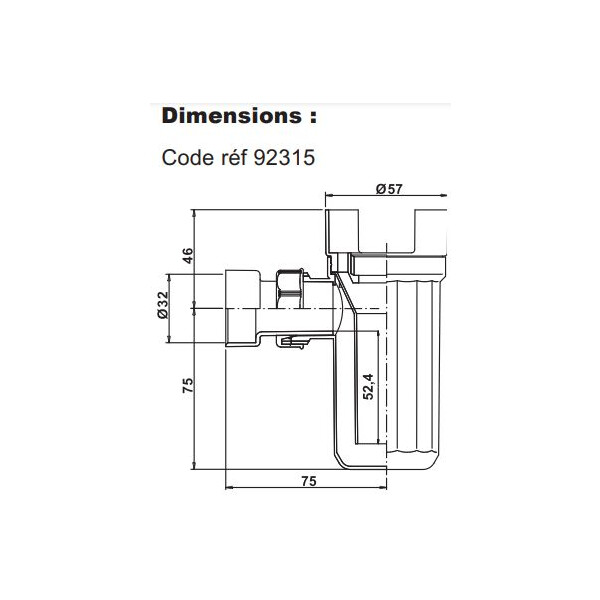 Siphon normalisé NF avec déflecteur pour groupe de sécurité NF EN 1487 - Watts industries - 2292315