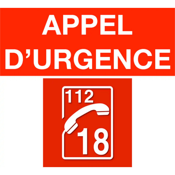 Jeu de 2 stickers (appel d'urgence & 112/18 sur fond rouge) pour ixdvflbpr - Aiphone - STICKER-SDIS