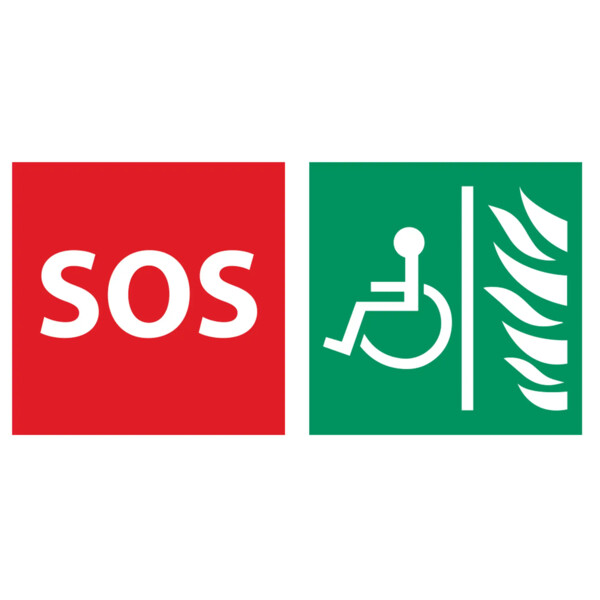 Jeu de 2 stickers (sos & pmr sur fond vert) pour platine lef - Aiphone - EASLEF