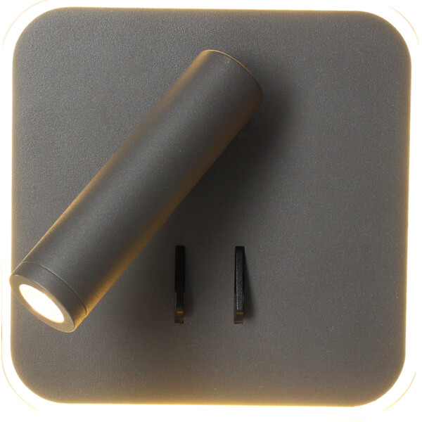 Applique Carrée Anthracite LED 11 W 2700 K 770 lm avec Liseuse 3 W 210 lm JAZZ Arlux - Arlux - 114120