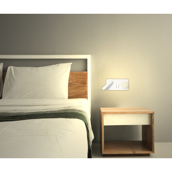 Applique Rectangle Droite Blanche LED 3 W 2700 K 210 lm avec Liseuse 3 W 210 lm MAKI Arlux - Arlux - 114130