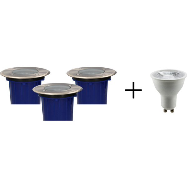 Kit de 3 Spots Ronds Inox Enterrés GU10 5 W 3000 K 3x350 lm Ø 120 mm TULIP Arlux - Arlux - 500155