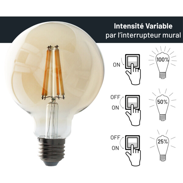 Ampoule filament g95/e27 - 3 step-dimmable / ambré - Arlux - 409694