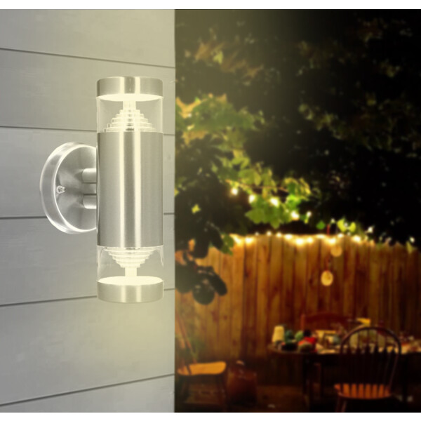 Applique bidirectionnelle LED Arlux Castellane IP54 9W 3000K 1000lm inox - Arlux - 111355