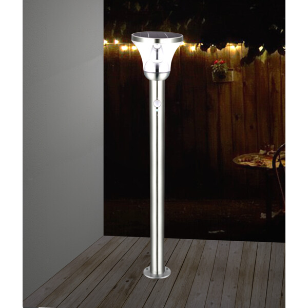 Borne LED Arlux Bastide 93cm IP44 solaire avec détecteur infrarouge 6W 4000K 600lm inox - Arlux - 500566