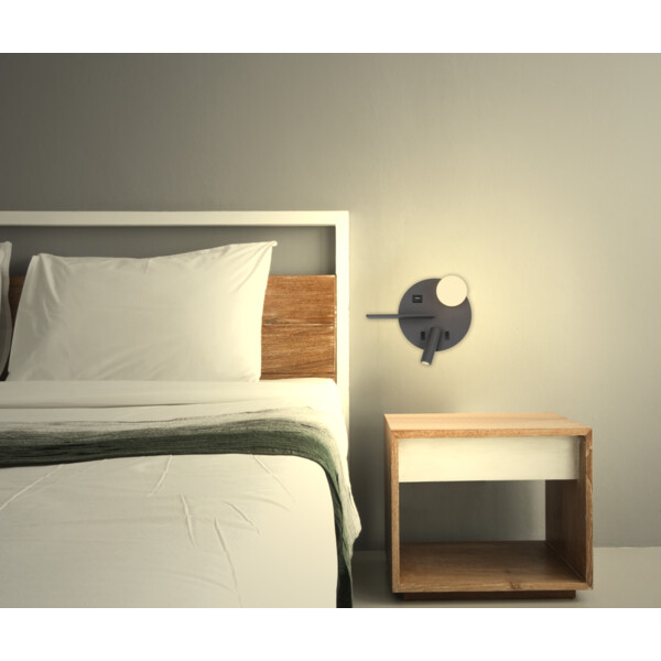 Applique Anthracite Droite LED 5 W 2700 K 350 lm avec Liseuse 3 W 210 lm DITA Arlux – avec Port USB 2,4 A - Arlux - 114171