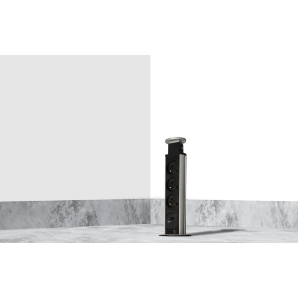 Bloc escamotable 3 prises + 1 usb a + 1 usb c - Arlux - 400278