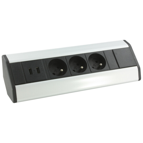 Bloc de Prises d’Angle 3 Prises 2P+T avec 2 Ports USB Arlux - Arlux - 400258