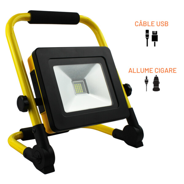 Projecteur Pliable Jaune sur Batterie LED 20 W 4000 K 1000 lm SERIE TR Arlux - Arlux - 200432