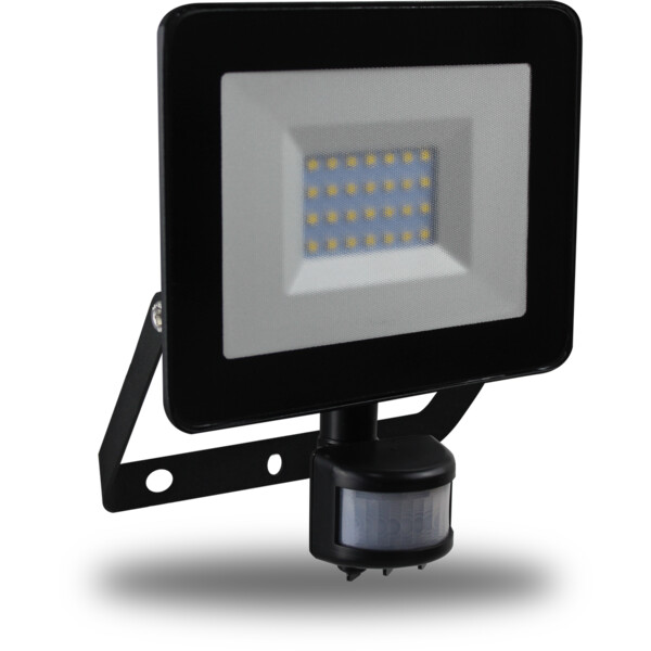 Projecteur Noir avec Détecteur Infrarouge IP44 LED 30 W 4000 K 2400 lm FLD75 Arlux - Arlux - 950534